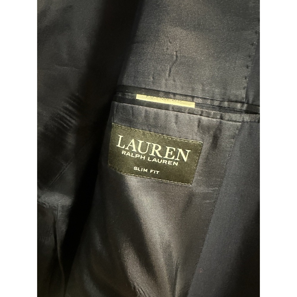 Lauren Ralph Lauren Navy Blue Slim Fit 100% Wool Men's Suit Coat 44S - Picture 3 of 7